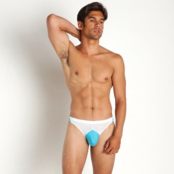 Men’s Rick Majors Modal Diamond Thong in Turquoise/White - Size Small, NWT - Picture 1 of 4